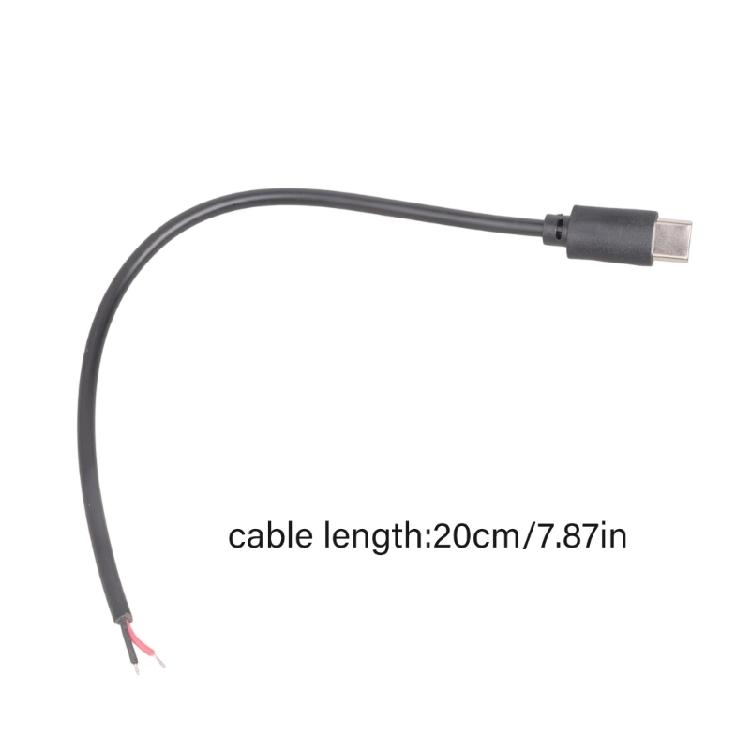 USB C to 2 Pin Bare Wire 5V USB Type C Male Plug 2 Pin Pigtail Cable Open End Power Cable for USB Type C Equipment