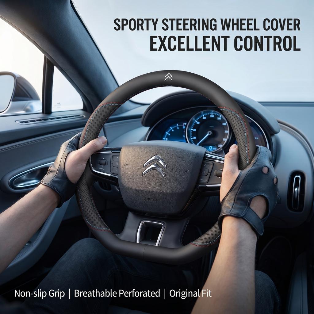 Leather Car Steering Wheel Cover Citroen DS3 C2 C3 C4 C5 C6 ELYSEE VTS Xsara C-Crosser Berlingo Jumpy AIRCROSS C3-XR Accessories anc123