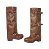 Belt Buckle Tall Pants Boots Vintage Martin Boots Roman Boots Thick Mid-Heel Boots 40-45 Large Size Boots