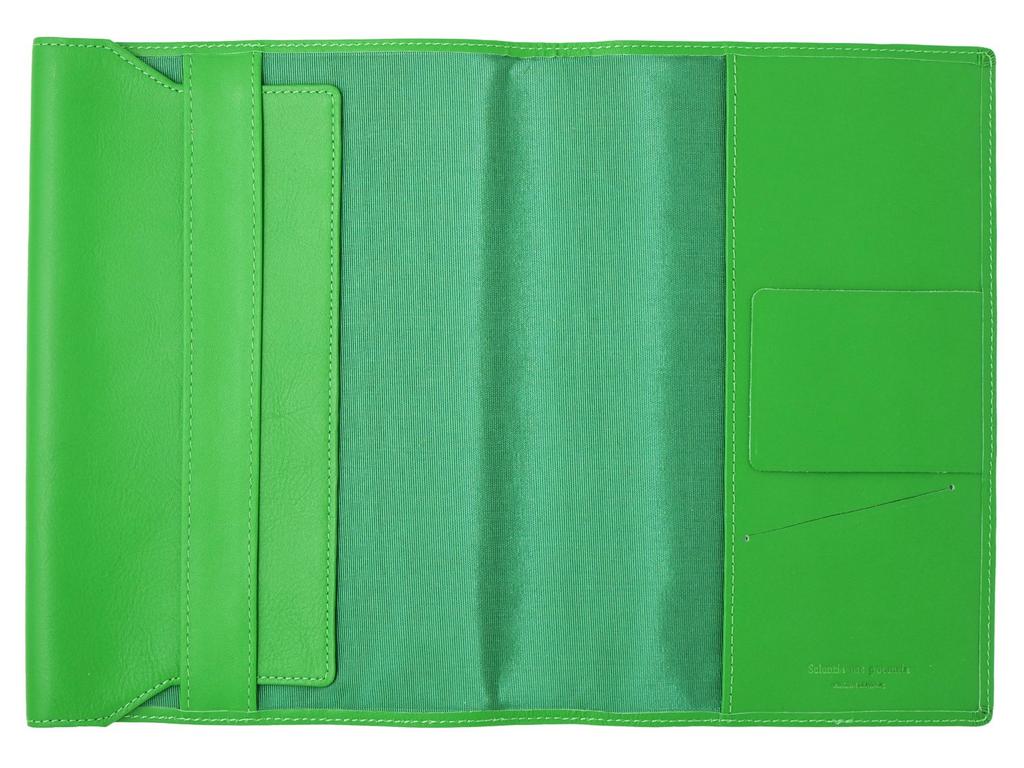 Book Jacket In Medium Green Leather Slip-on Free-style (Noir, NSL-4401)