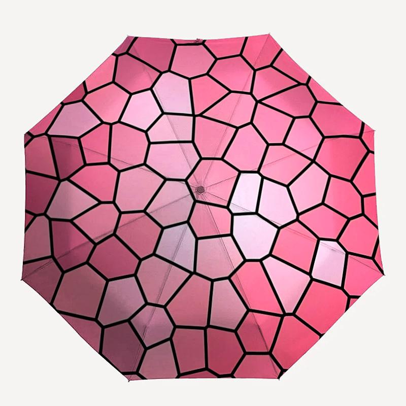 1pc Geometric Pattern Automatic Opening/Closing Umbrella with Operation & Windproof Canopy - Folding Design, Holiday Gift yy260225106