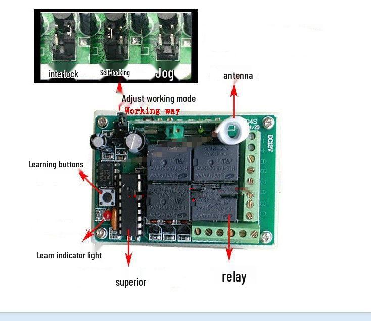 12V DC Four-Way Remote Control Switch with 10A Relay Output