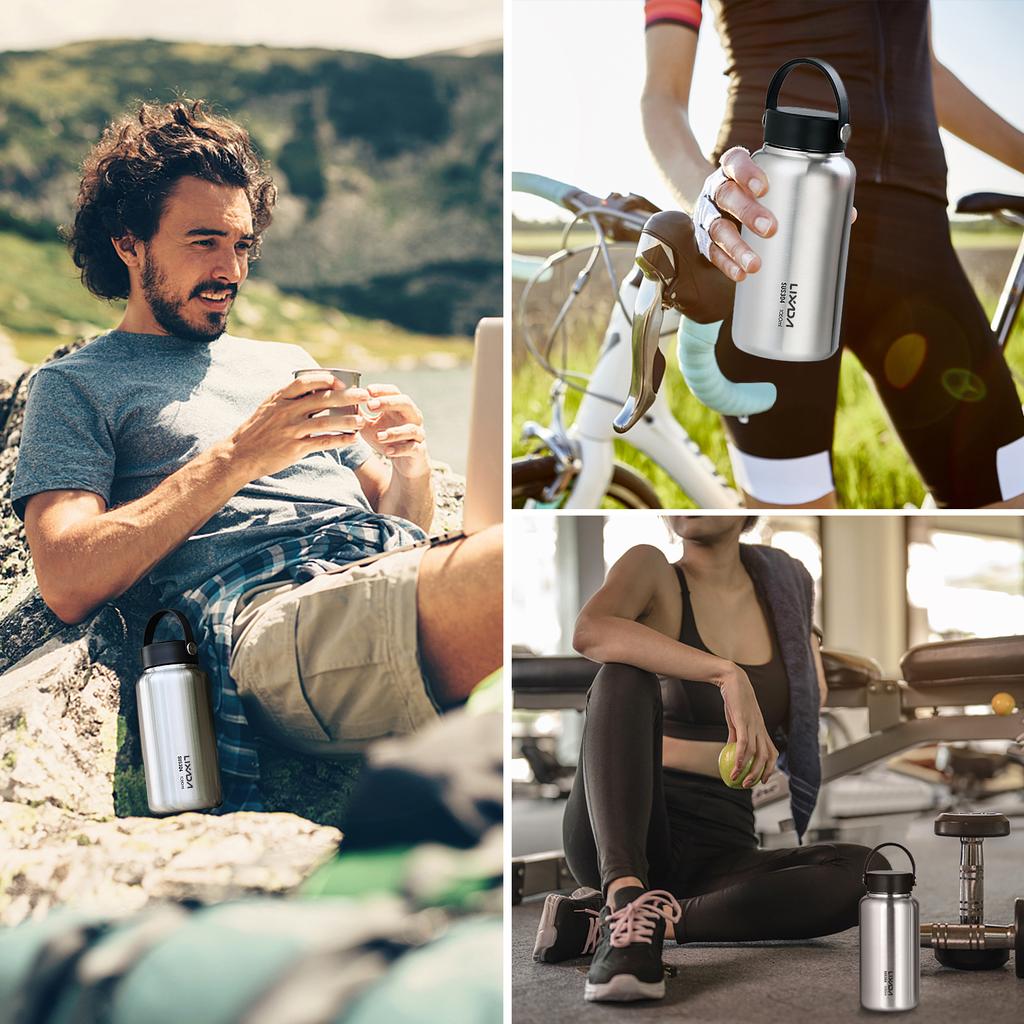 LIXADA Stainless Steel Water Bottle Leak Proof Sports Bottle with 750ml Water Cup for Outdoor Camping Hiking Sport Bottle
