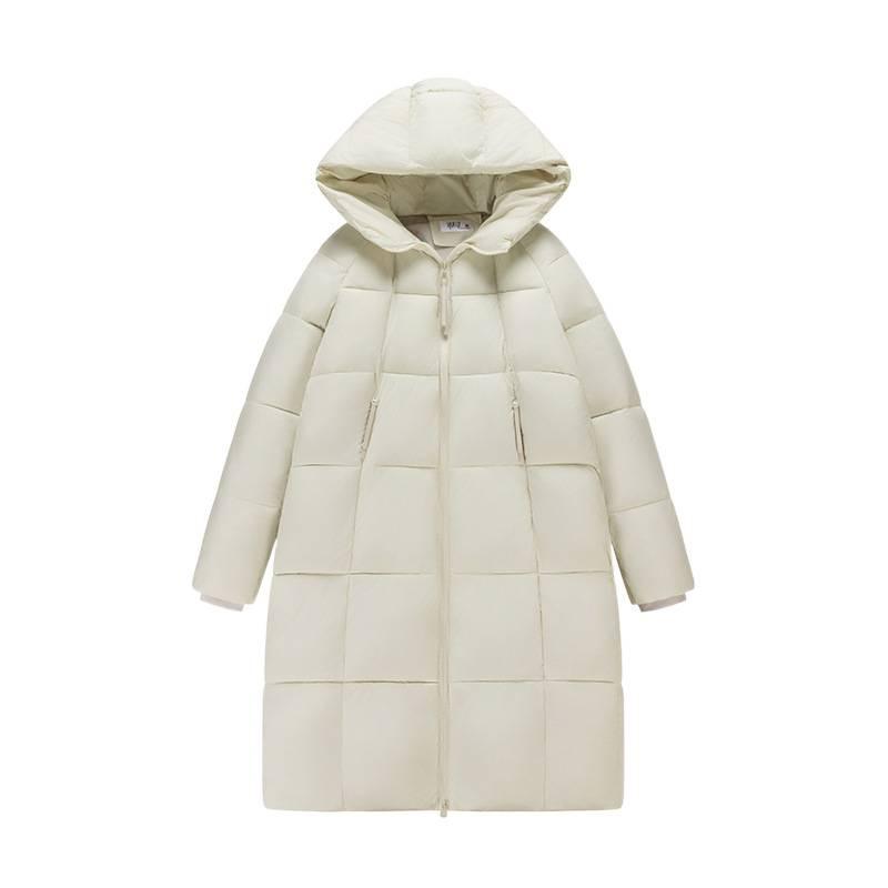 Damen Extra-Langer Kapuzenparka Winter Locker Daunenjacke