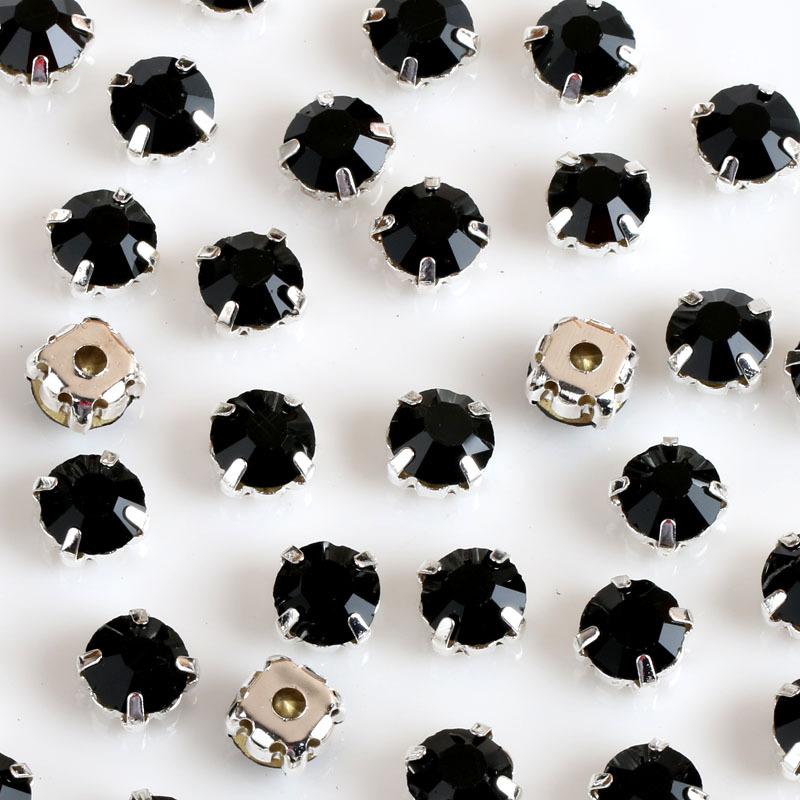 1440pcs Glass Flatback Round Rhinestones with Nickel-Free Metal Base Eco-Friendly Sew-On Stones for Shoes Garments Bags & Hats