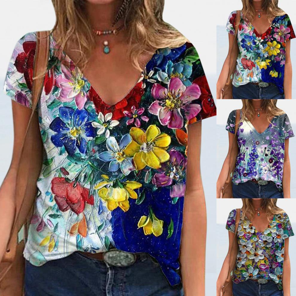 Women's Creative Pattern Short Sleeve Top Streetwear 3d Print T-shirt for Women