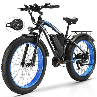 Electric Bicycle Philodo 26" 1000W Motor Fat Tire Adult Ebike 48V 17.5AH 21 Speed All Terrain Electric Bike Max Range 80Km Blue H7 Pro