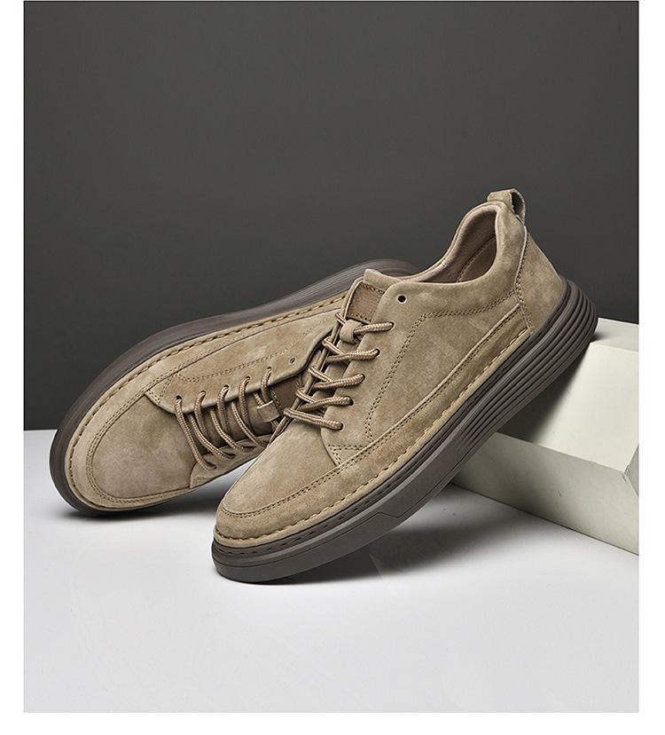 Plus Size Men's Skate Shoes, Size 47, Pigskin Top Layer, British Style, Thick Sole, Youth Casual Fashion Sneakers