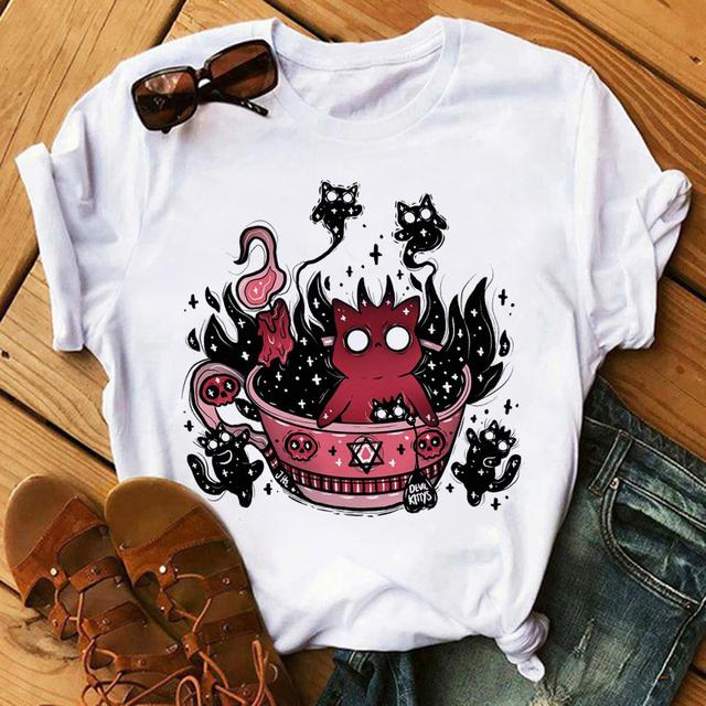 Tricou Satan Demon Moarte înfricoșător Tricou cu imprimeu cu demoni pentru femei Tricou cu desene animate Grim Reaper Baphomet