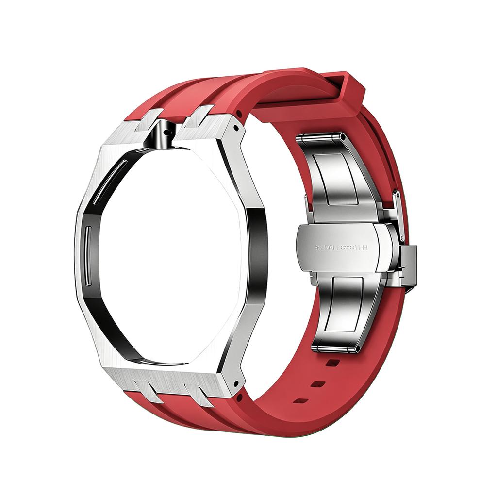 For Swatch X Royal Pop Stainless Steel Watch Case Wear Resist Silicone Sport Replacement Band for Sport Activities Daily Commute
