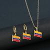 Fashion Venezuela Flag Cross Zircon Set Classic Cactus Flower Earrings Necklace Charming for Woman Daily Party Zircon Gift