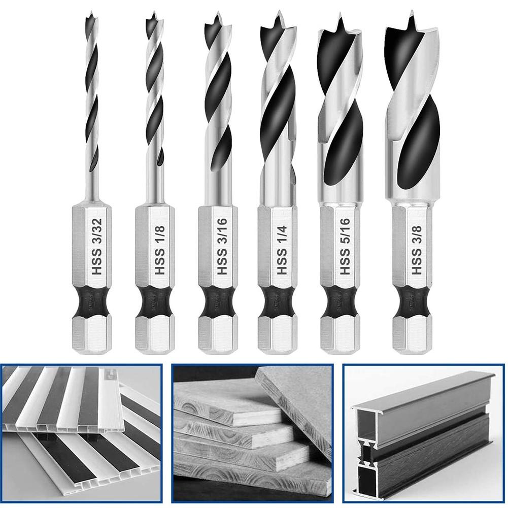 Drill Bit Quick Change Silver 6.35mm Drill Bit Set