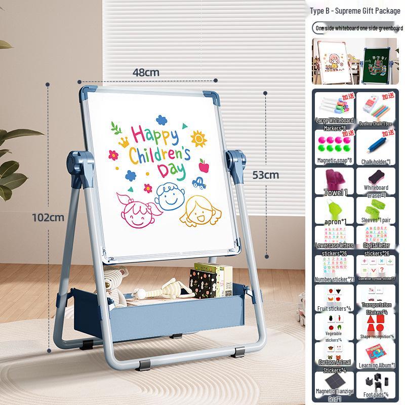 Portable Children's Magnetic Easel with Blackboard & Whiteboard for Graffiti