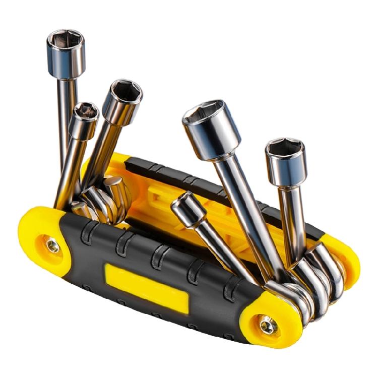 6 in 1 Folding Nut Driver Set Folding Socket Wrenches Portable Aluminum Wrenches Hand Tool Metric Hex Nut Driver Set 1