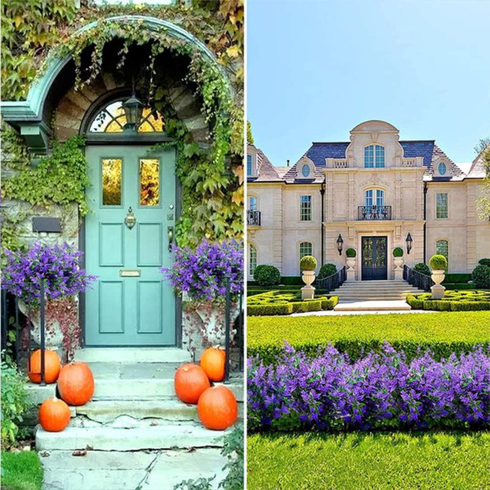 8 Stück Künstliche Blumen Violett Lavendel Faux UV-beständig Unechte Blumen Plastikpflanzen Deko Hochzeit Brautstrauß Büro Tisch