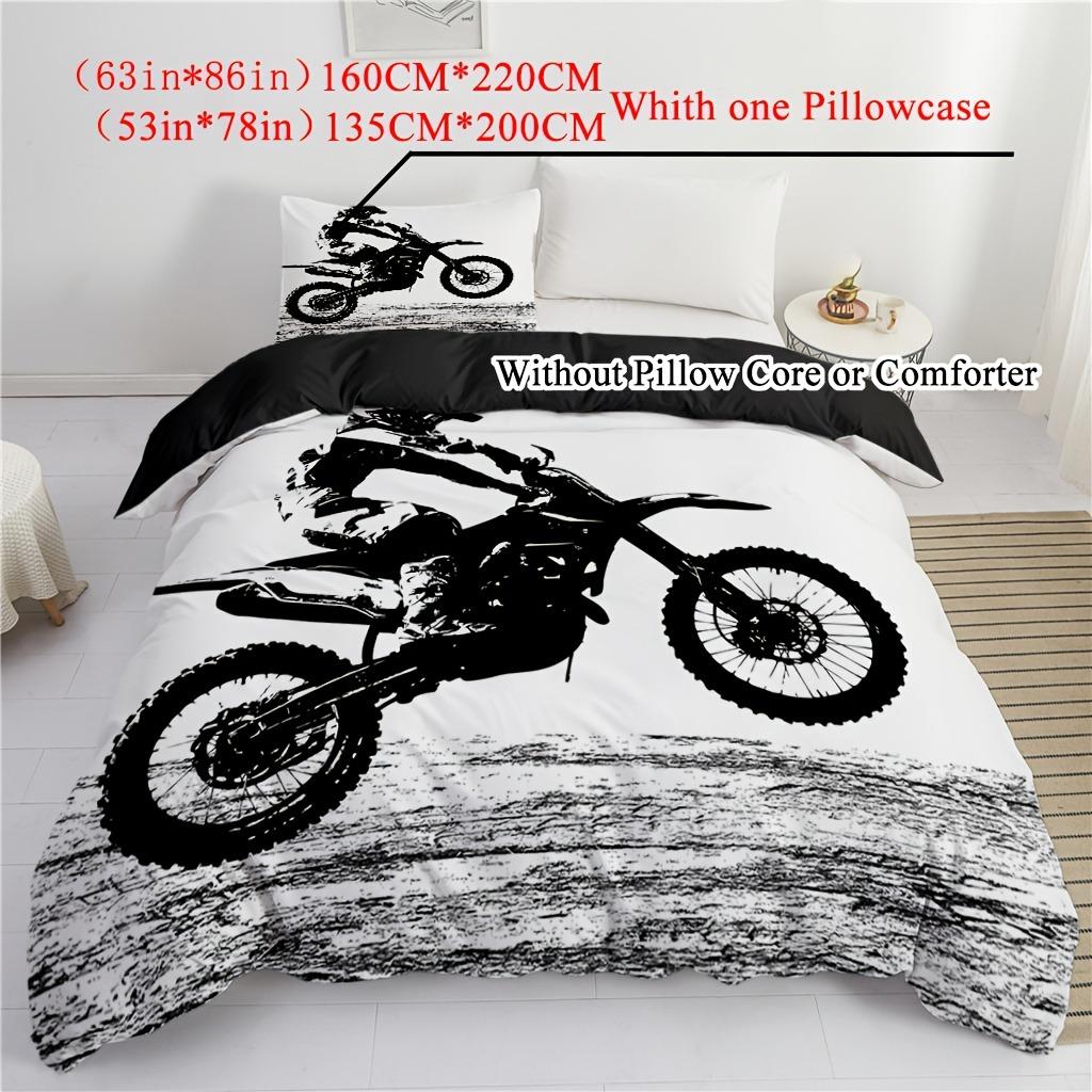Cool Motorcycle Bedding Set 3D Printed Duvet Cover Set Soft Single Twin Size Home Decor Duvet Cover Set Birthday Gift For Boys
