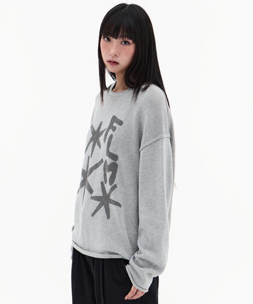 FILLUMINATE Flm Graphic Knit Pullover - Melange Grey