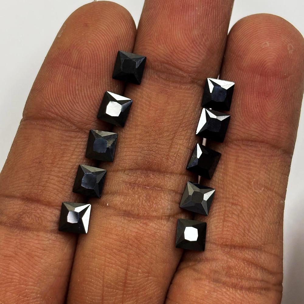 Natural Black Sapphire Square Cut Certified 5x5 Mm 5.40 Ct Gemstone Free Gift