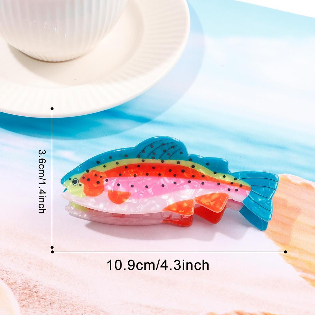 Bamboo Cute Ocean Animal Hair Clips: Tropical Fish & Cartoon Shark Claw Accessories.