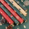 1/10rolls Christmas Kraft Wrapping Paper Red Green DIY Xmas Tree Santa Claus Snowflake Patterns Gifts Craft Packaging Party Home