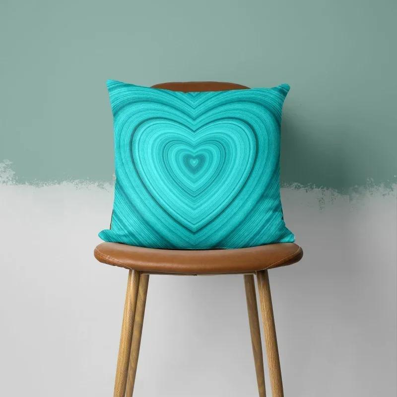 Teal Cushion Cover Leaf Feather Geometric Heart Sofa Pillowcase Bedroom Home Decor Office Decor Accessories 50x50cm45x45