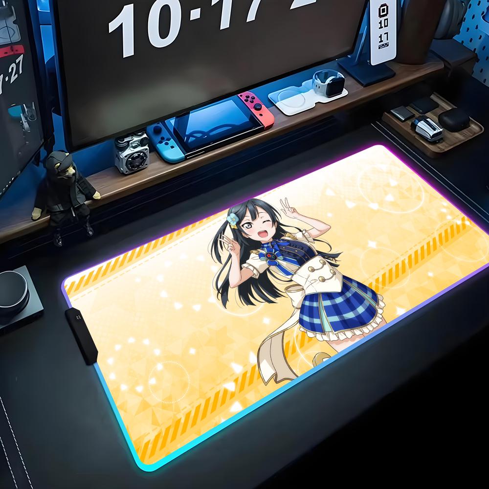 Setsuna yuki Mauspads RGB Gaming-Mauspad Großes LED-Pad PC-Schreibtischunterlage Leuchtendes Mauspads Große Tastaturmatten Tischteppich Mit Hintergrundbeleuchtung