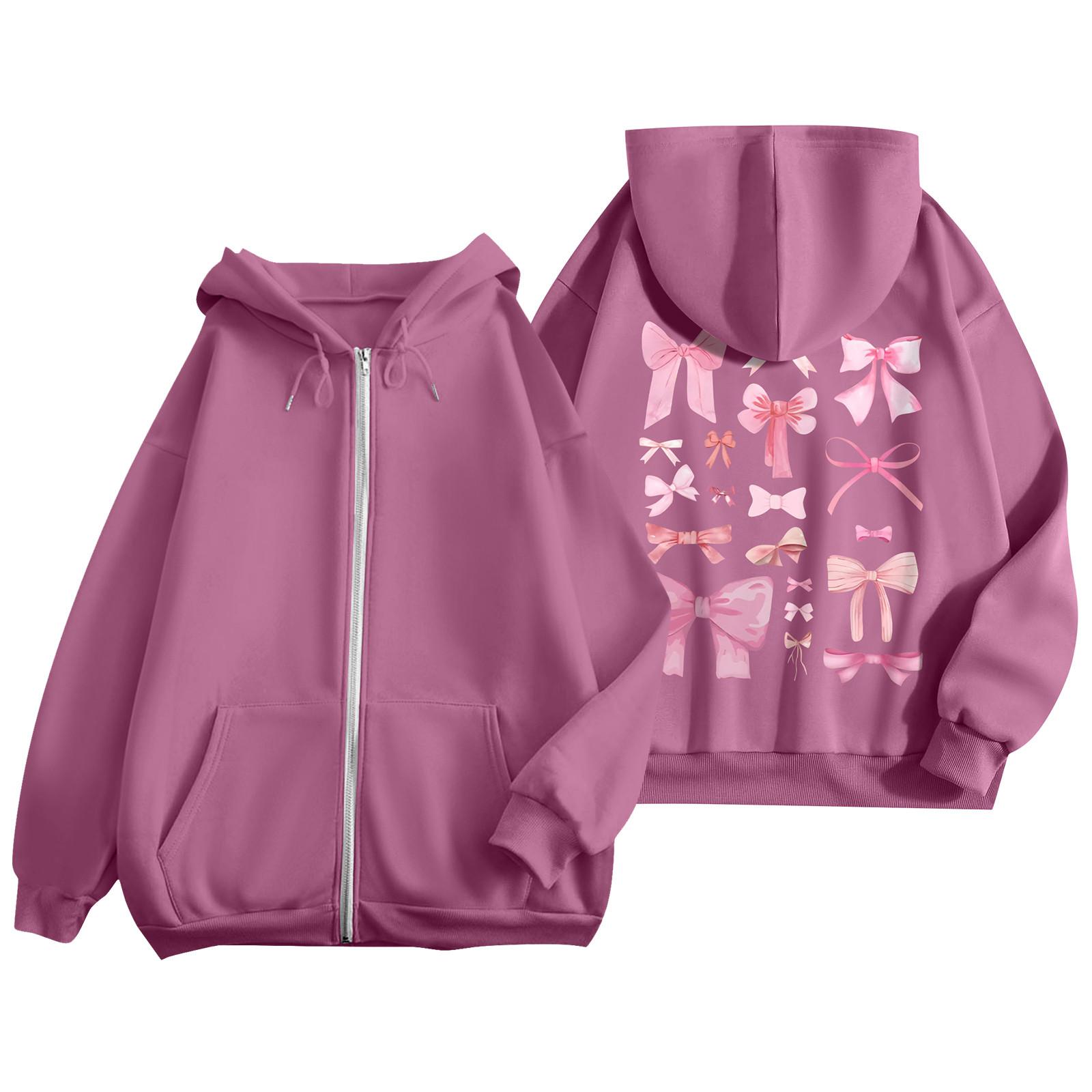 

Женские толстовки на молнии для девочек-подростков, свитшот с цветочным принтом, одежда, повседневная куртка на шнурке с карманами XL фиолетовый