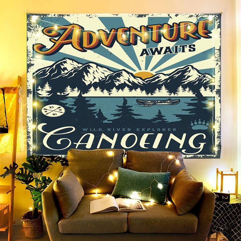 Vintage Backdrop Fabric, Camping Wall Decor, Bedroom Headboard Hanging, Dorm Room Tapestry