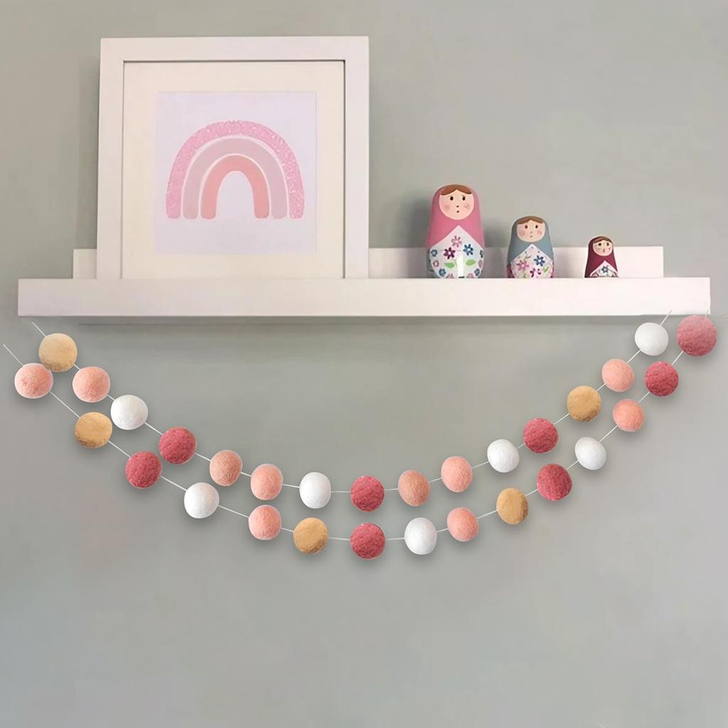 2M Felt Ball Garland Pompom String Ornaments For Boho Home Bedroom Decor Baby Shower Birthday Christmas Wall Decor