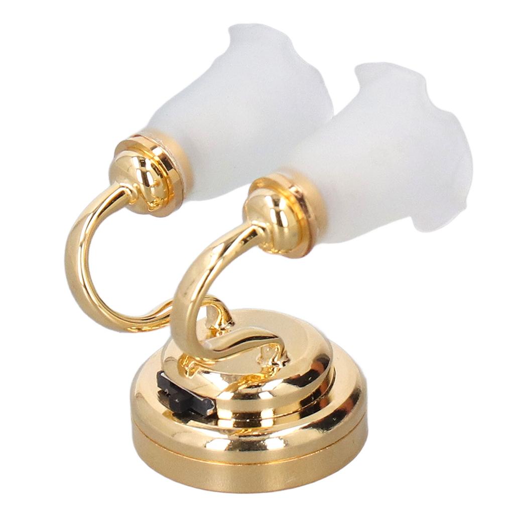 Dollhouse Table Lamp Tulip Design Battery Powered Sturdy Metal Plastic Dollhouse Miniature Lamp for