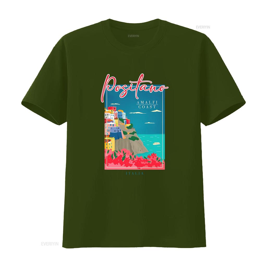 Positano T-Shirt Italien Amalfiküste Italia Kleidung Tourist vintage Gewaschen Mode Stilvoll Bequem Grafik Unisex Leicht