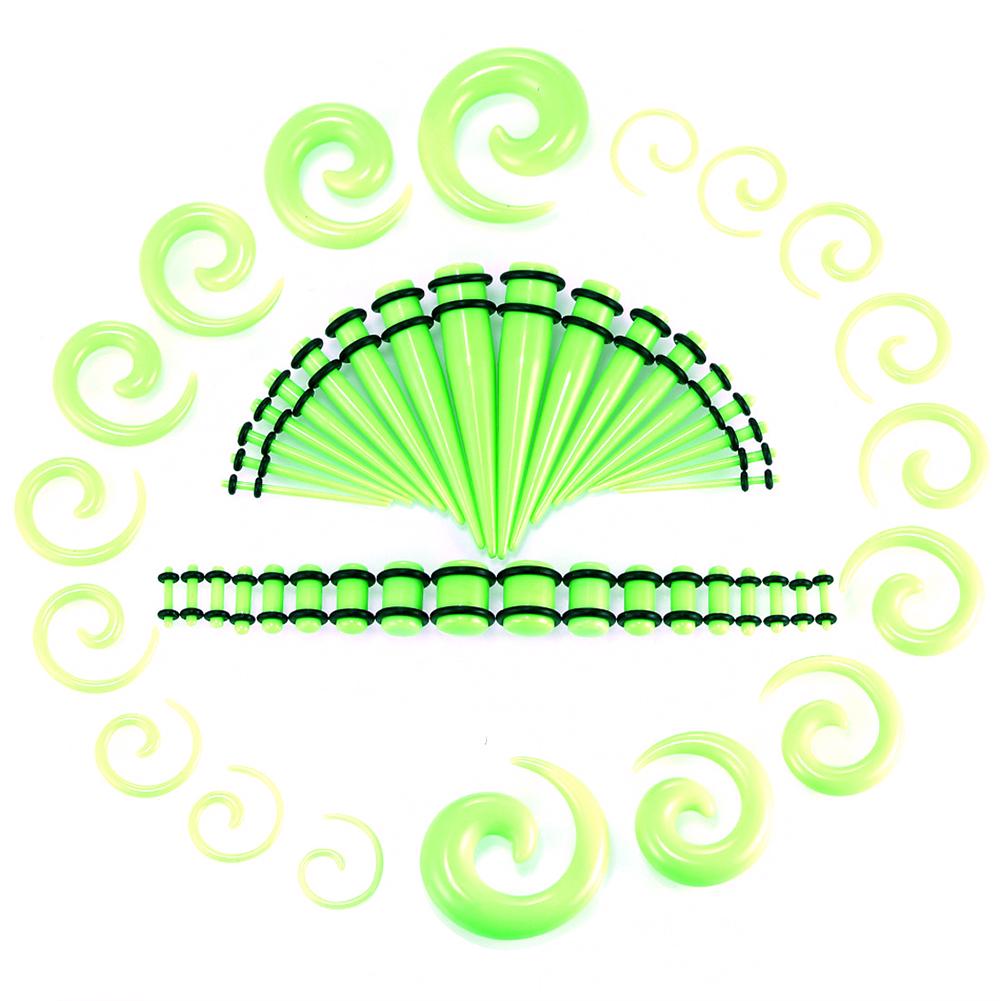 Bluelans Earrings Stretching Expandable 1.6-10mm Ear Acrylic Plugs Piercing Taper 54Pcs Jewelry