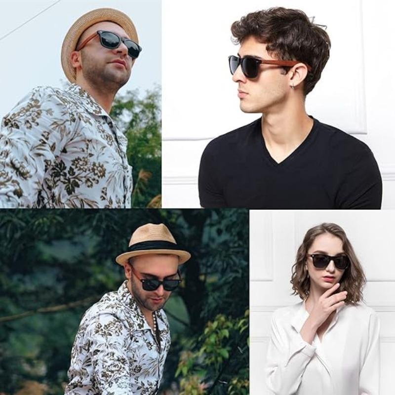 Ikke-polariserte Vintage Herre Imiter Bambus Solbriller Trebriller Mote Herre Firkantet Plastinnfatning Kjøring Antirefleks Briller Skygger