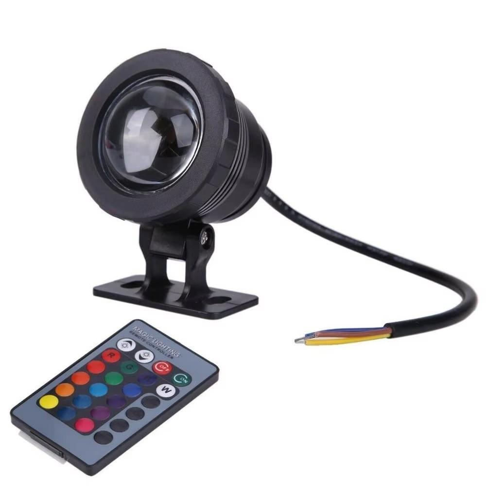 Waterproof RGB Fountain Light DC12V 10W LED Spotlight Atmosphere Lighting Remote Control Aquarium Lamp Outdoor Water Features