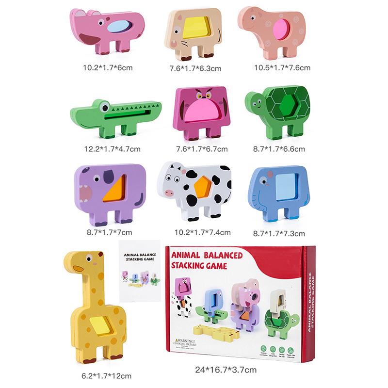 

Translucent Wooden Animal Stacking Toys Children Balance Blocks Matching Game Early Montessori Sensory Thinking Educational Toys