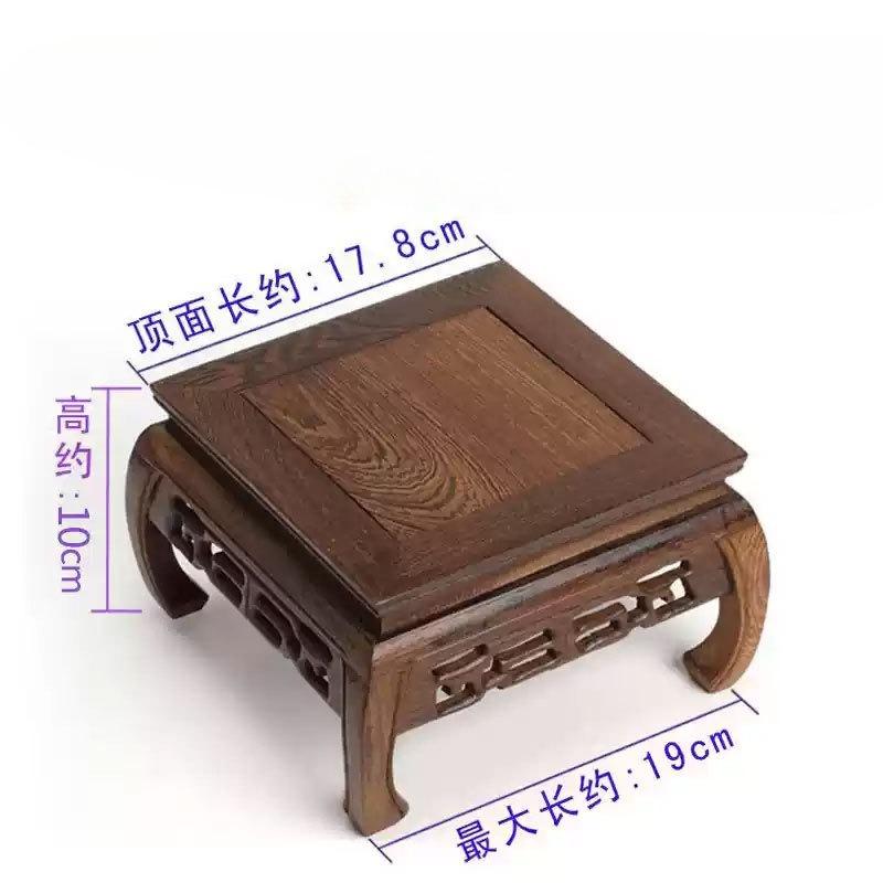 Retro Engraving Wooden Tea Tray Teapot Bases Bonsai Buddha Stand Fish Tank Pedestal Wooden Flowerpot Base Furniture Home Decor