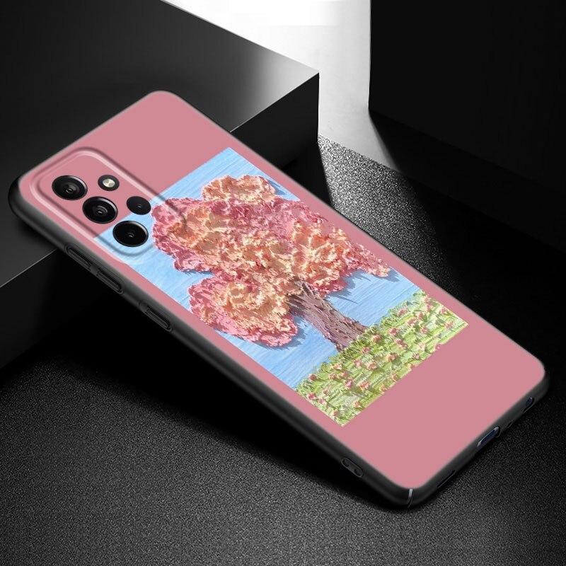 Emboss Flower Art Phone Case For Samsung Galaxy A21 A30 A50 A52 S A13 A22 A32 A33 A53 A73 5G A11 A12 A31 A51 A70 A71 A72 Cover