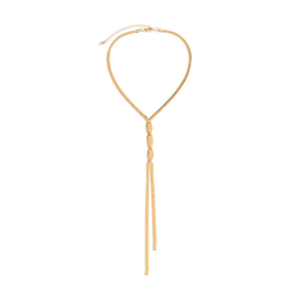 Ingemark Kpop Nastavitelný plochý hadí náhrdelník s dlouhým řetízkem pro ženy St. Temperament Weave Link Choker Šperky na hrudi Dárek Nové