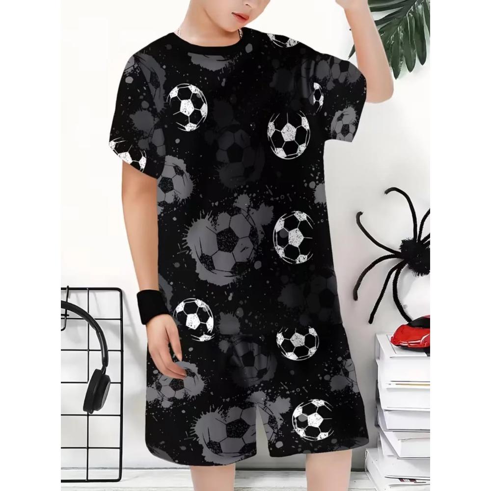 Summer Children's Sports Set Football 3D Print Soccer Jersey Sets for Children Quick-Dry T-Shirt Shorts Children's Clothing