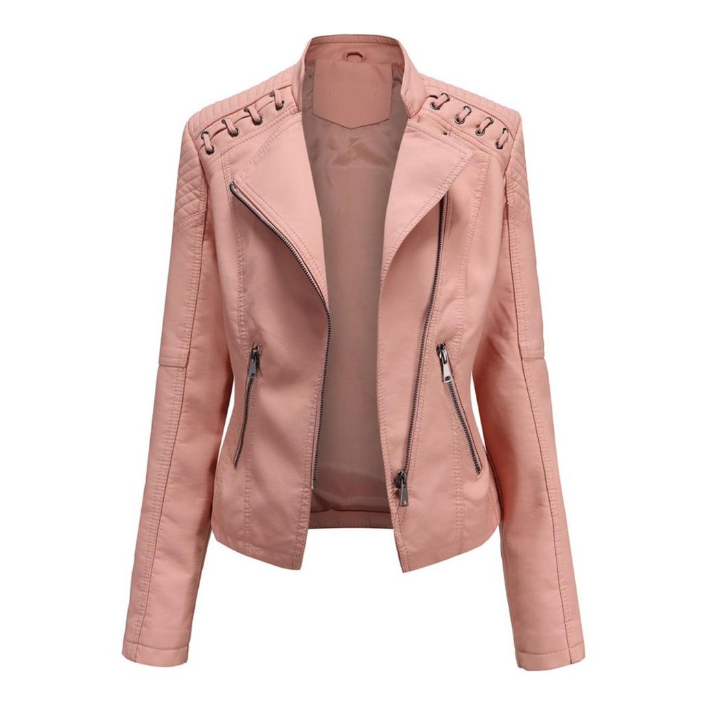 Women Jacket Leather Turndown Collar Casual Thin Pu Loose Motorcycle Zipper Jackets Female Streetwear Oversized Coat