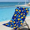 Tropical Banana & Coconut Beach Towel – Oversized Quick Dry Sand Free with Blue Palm Leaf Print for Summer