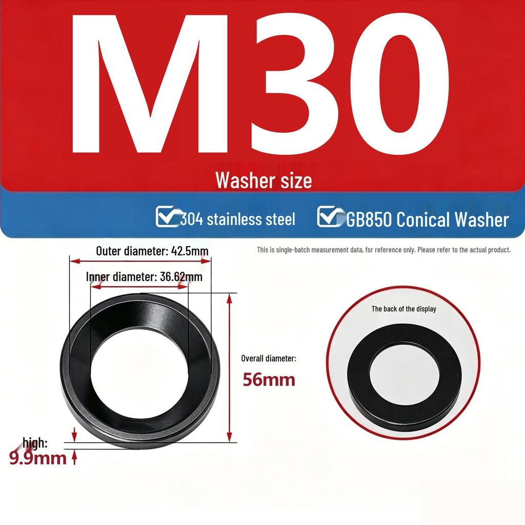 304 Stainless Steel Conical, Spherical, and Concave Convex Washers (M6, M8, M10, M12)