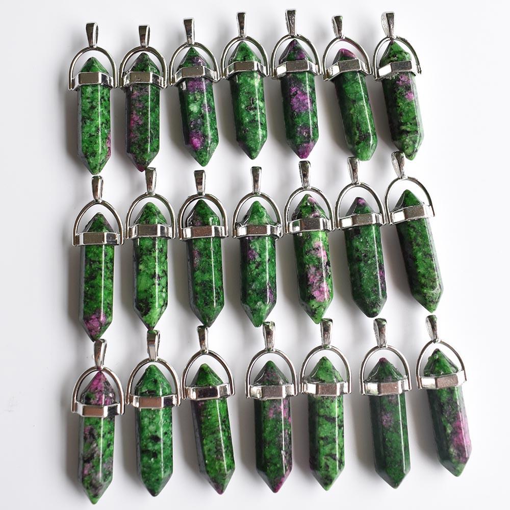 24pcs/lot Fashion quality assorted natural stone mixed pillar charms chakra Pendants & necklaces for making free