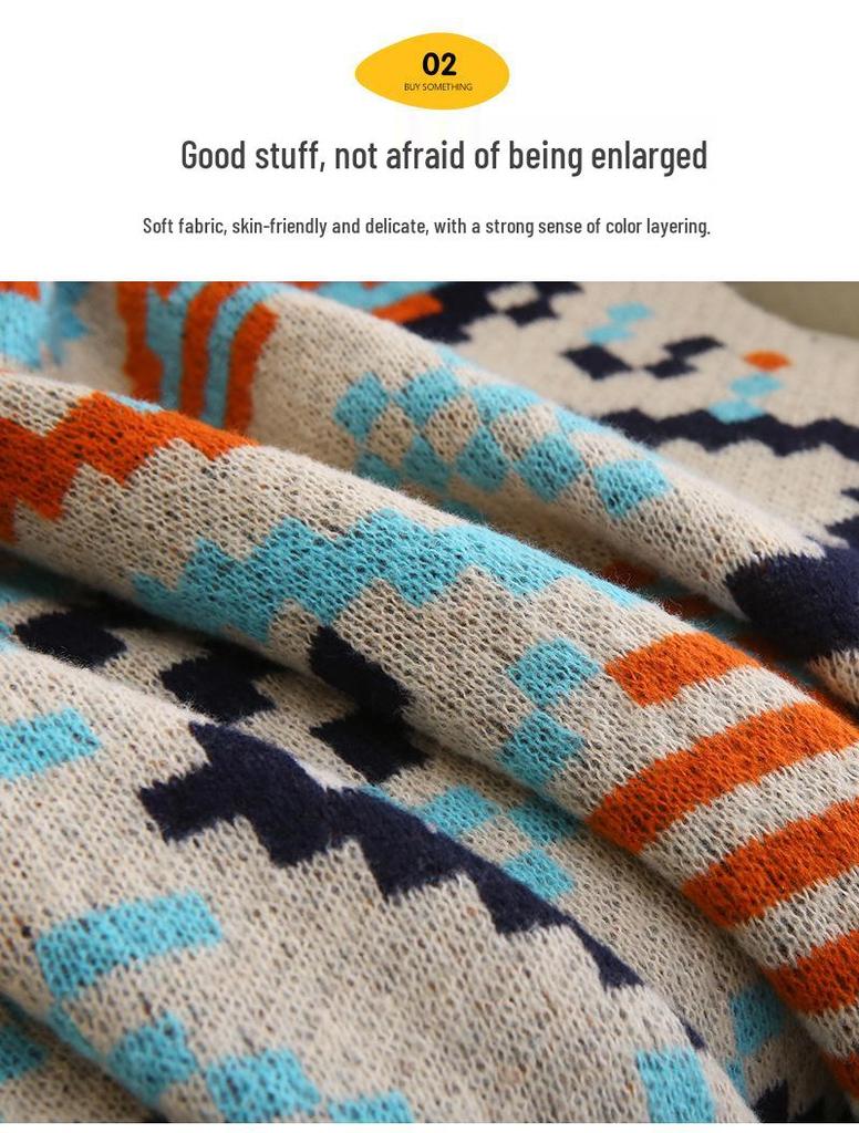 Bohemian Knitted Throw Blanket for Bed, Sofa, or Office Nap