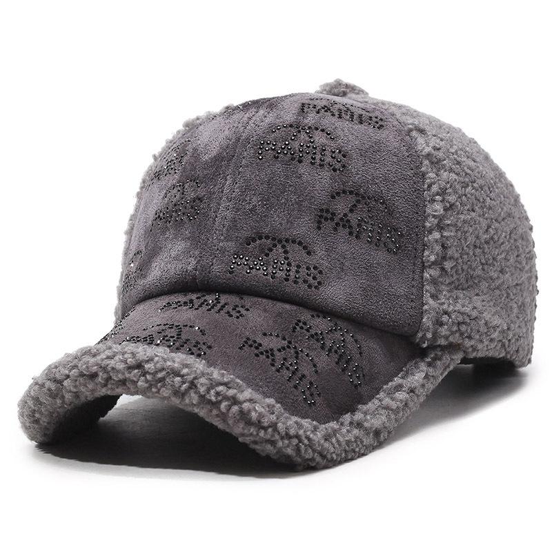 Wool Rhinestone Letters Baseball Cap for Men Women Winter Outdoor Warm Sports Cap