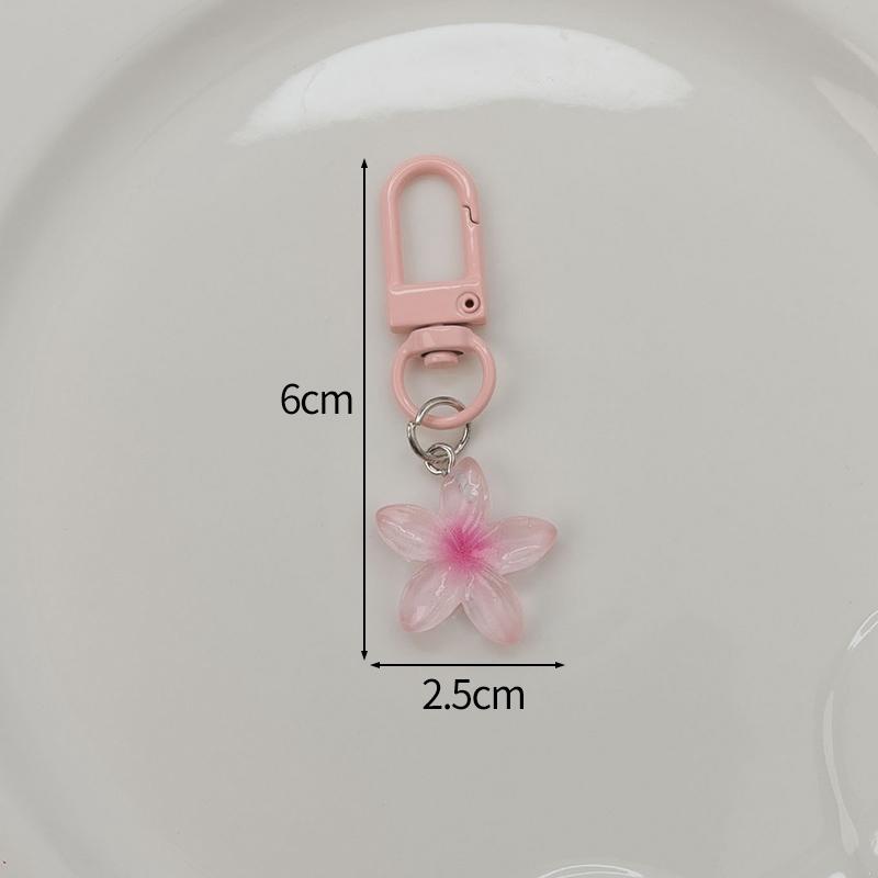 Lieblicher Sakura-Blumen-Schlüsselanhänger-Anhänger Niedlicher Farbiger Transparenter Blumen-Schlüsselanhänger-Anhänger Emaille-Taschenanhänger Charms Schlüsselring