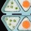 6-Cavity Triangle Onigiri Mold Bento Box 2-in-1 Rice Ball Maker with Lid Portable Lunch Container for Meal Prep Picnic School Lunch