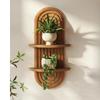Wall Decor Brown Plant Wall Shelf, Modern Hanging Plant Shelf, 2-Tier Wooden Floating Shelves for Home, Living Room, Office Holding Planter Decoration