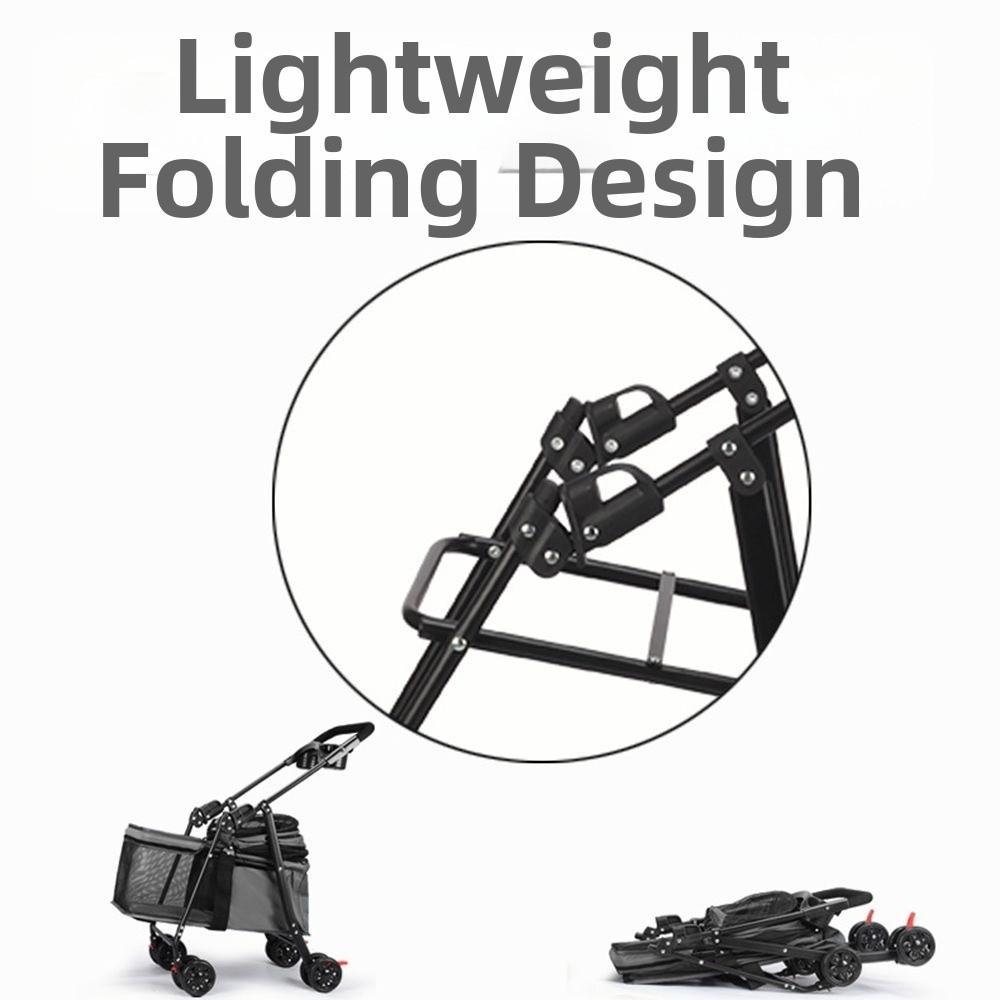 Dog Stroller Foldable Pet Stroller 4 Wheels Dog & Cat Pet Trolley Carrier Steel Frame Compact Pet Push Cart City Walks