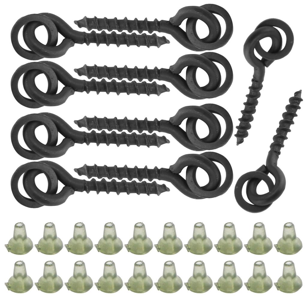 10Pcs Bait Screws with 20pcs Oval Rings Carp Rig Ring Stops Carp Fishing Tackle Hook ScrewGreen